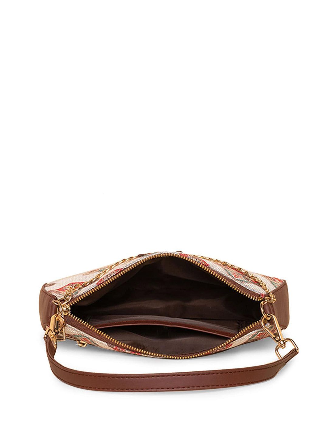 ZOUK Ethnic Motifs Printed Bowling Baguette Bag Handbags