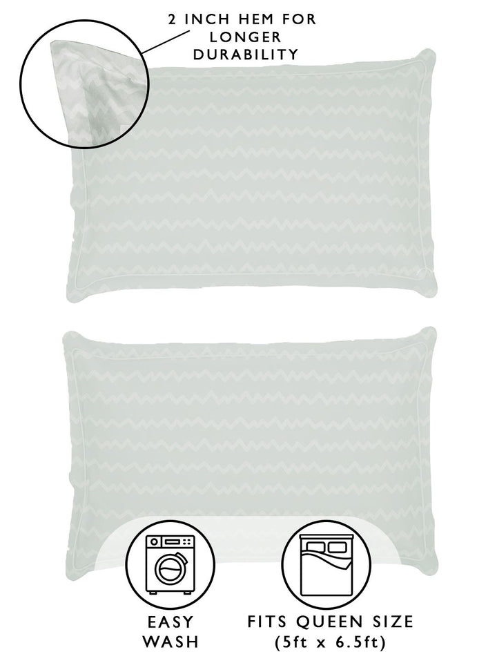 Story@home Arena Peach & White Geometric Microfiber 180TC Queen Bedsheet & 2 Pillow Covers
