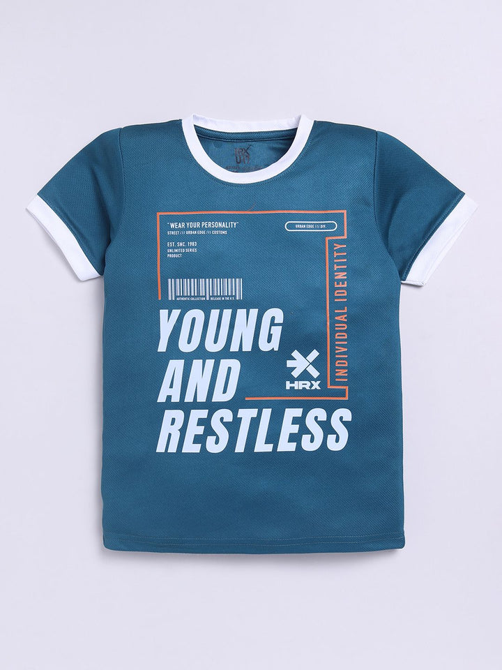 HRX by Hrithik Roshan Boys Typography Printed Rapid Dry T-shirt