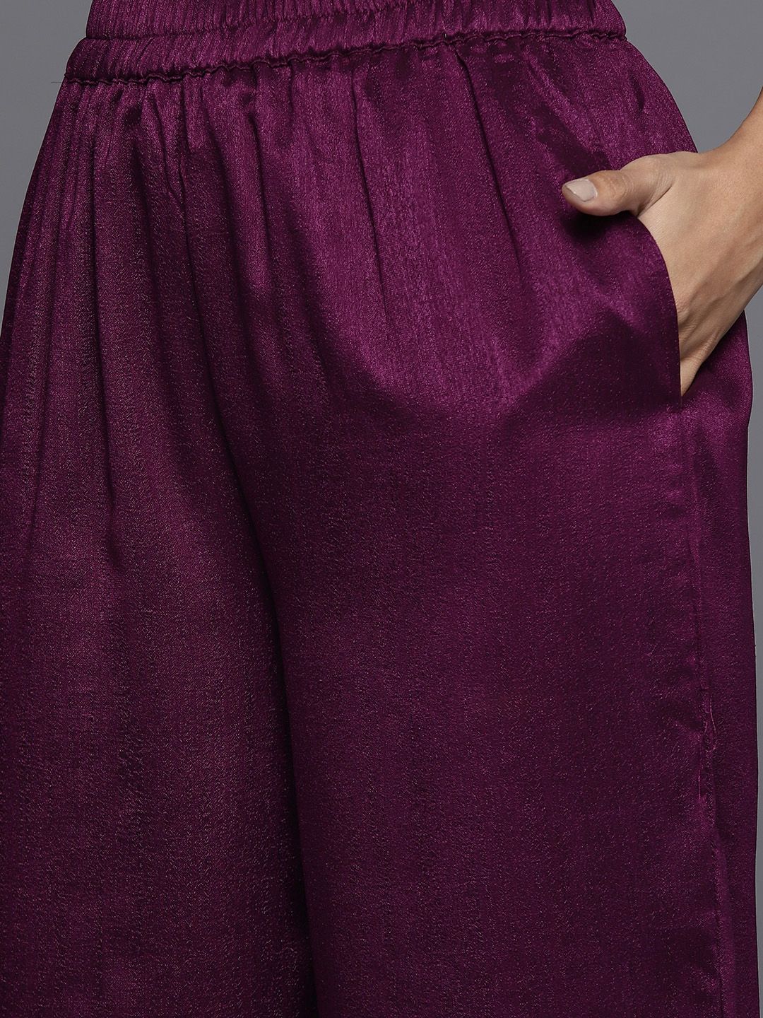 Libas Women Purple Floral Embroidered Sequinned Kurta  with Palazzos & Dupatta