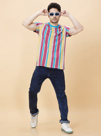 Being Human Striped Cotton Slim Fit Casual T-shirt