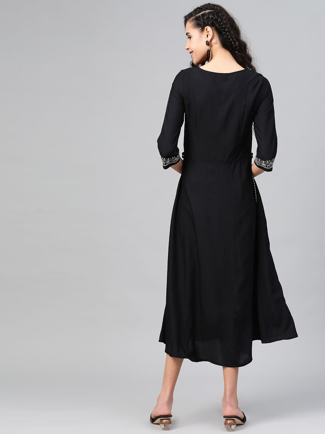 W Women Black Solid A-Line Dress