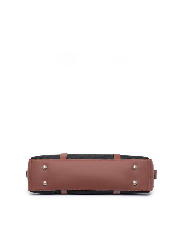 ZOUK Black Solid Vegan Leather Sustainable Laptop Bag