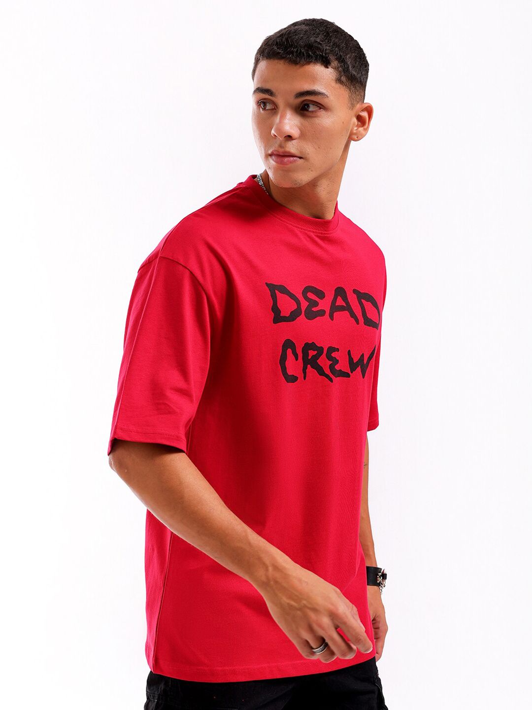 The Indian Garage Co Men Back Printed Round Neck Boxy Oversized T-shirt