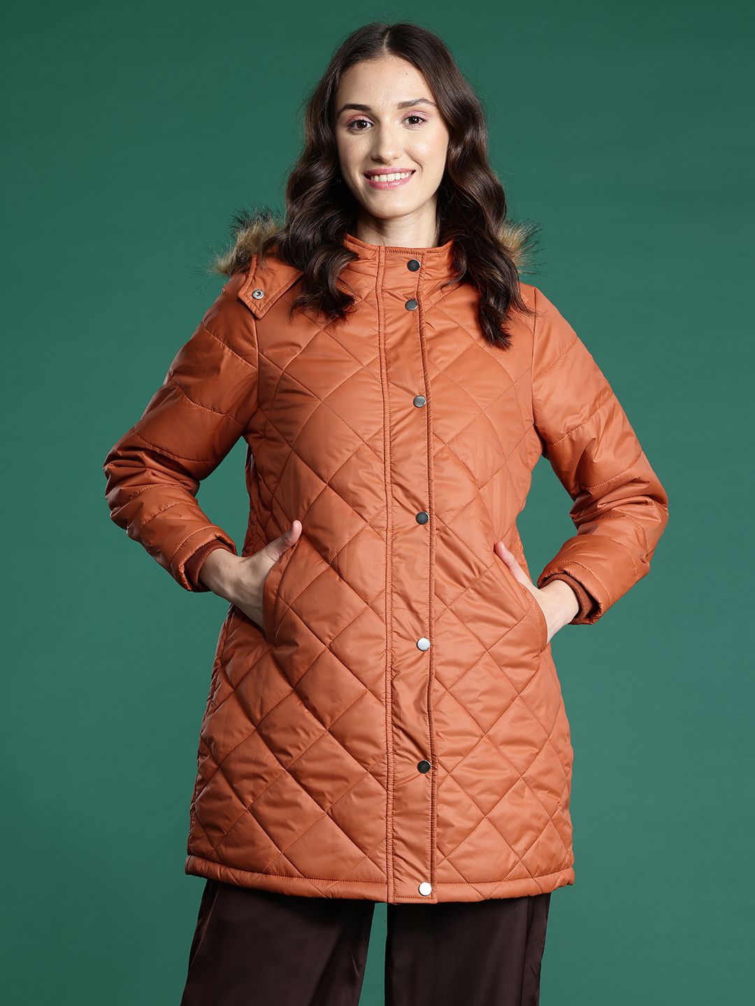 DressBerry Women Longline Quilted Jacket