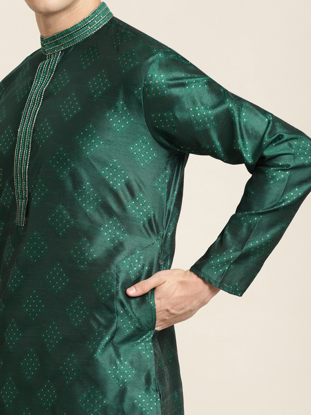 SOJANYA Kurta Lurus Kolar Mandarin Bersulam