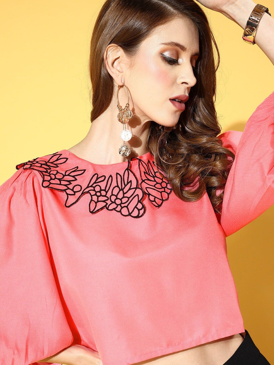 SASSAFRAS Pretty Pink Solid Zoom Friendly Collar Top