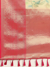 Silk Land Woven Kalamkari Art Silk Chanderi Digital Print Saree