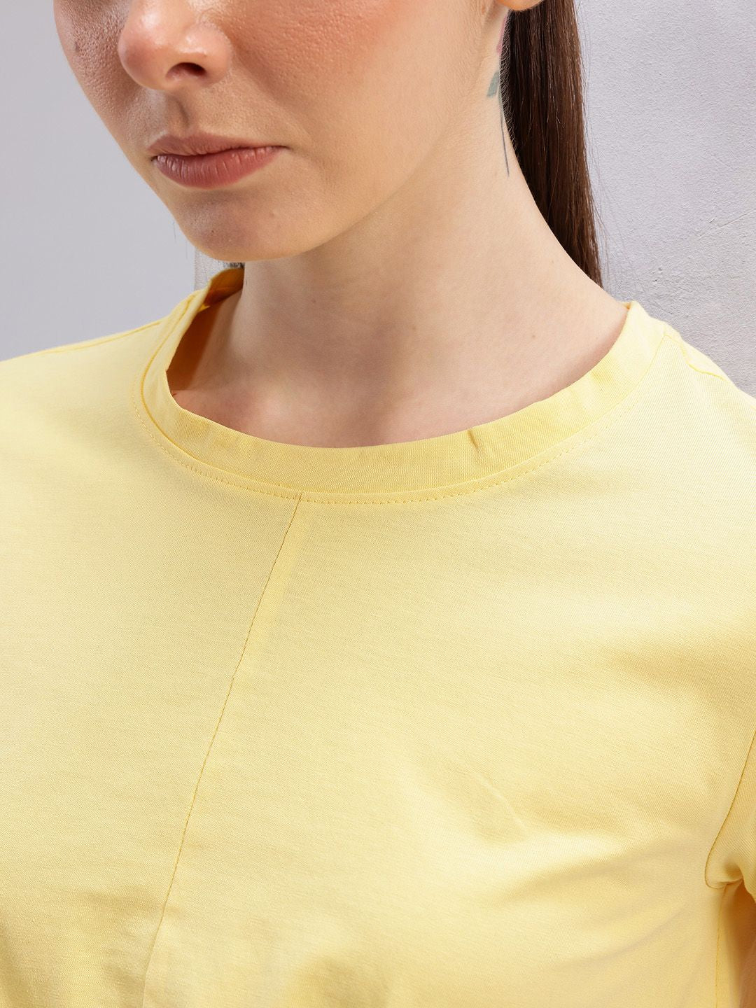 HRX by Hrithik Roshan Twisted Front Cotton Cropped Yoga T-shirt