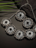 KARATCART Oxidised Silver-Toned & White Kundan-Studded Afghani Tribal Handcrafted Jewellery Set