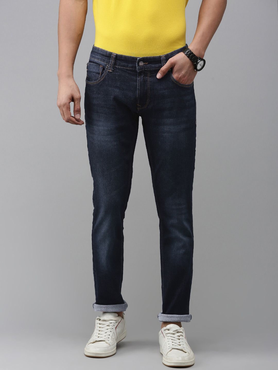 SPYKAR Men Slim Fit Low-Rise Light Fade Stretchable Jeans