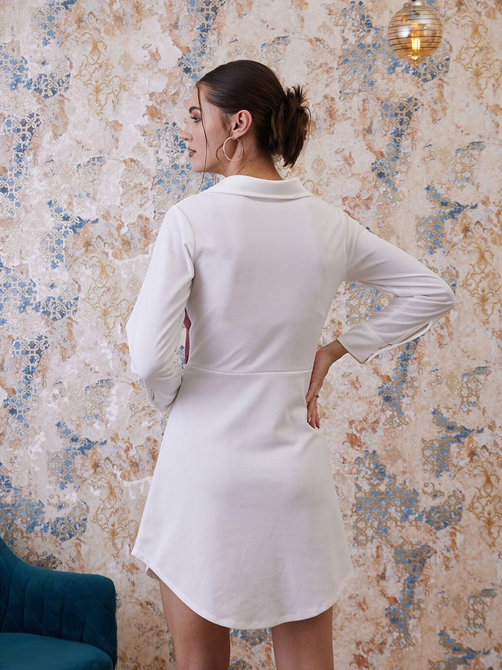 Athena Shirt Collar A-Line Party Mini Dress