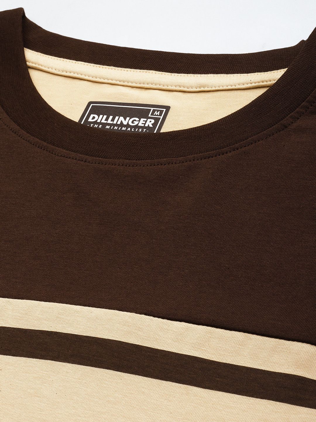 DILLINGER Men Striped Colourblocked Drop-Shoulder Sleeves Oversized Pure Cotton T-shirt