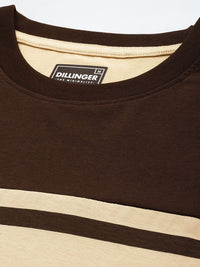 DILLINGER Men Striped Colourblocked Drop-Shoulder Sleeves Oversized Pure Cotton T-shirt