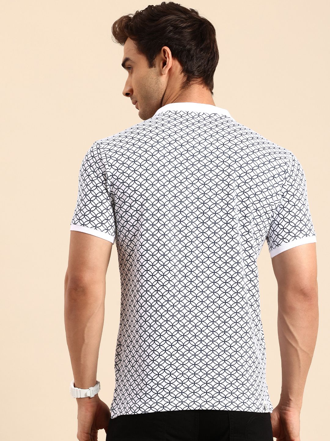 Being Human Geometric Printed Polo Collar Pure Cotton T-shirt