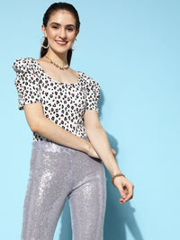 Berrylush White Animal Printed T-shirt
