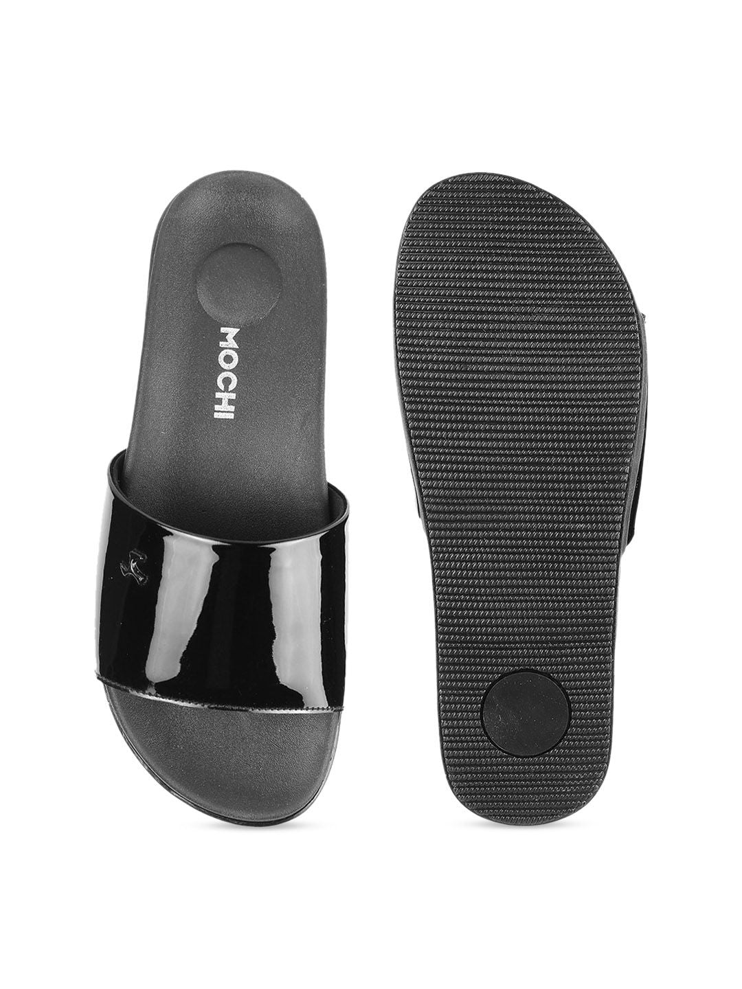 Mochi Women Black Flats Open Toe Flats