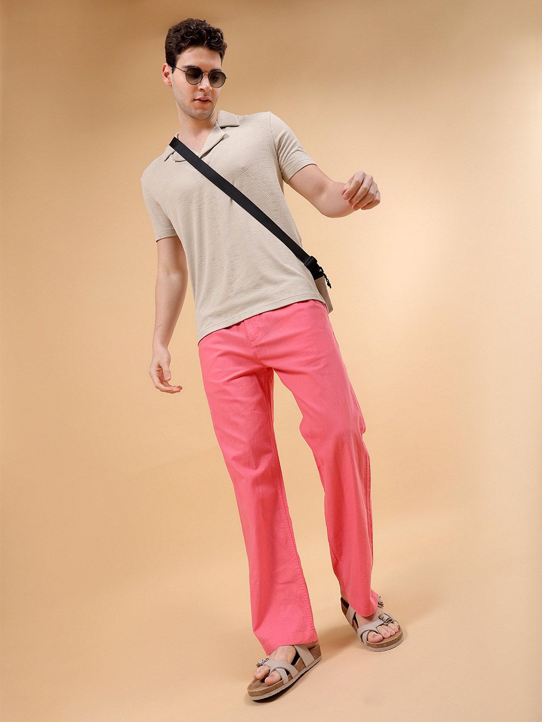 The Indian Garage Co Men Mid-Rise Loose Fit Cotton Trousers