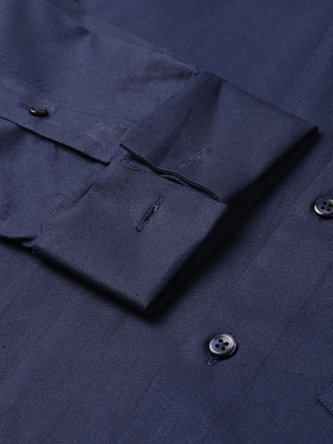 Hancock Men Nayy Blue Solid French Cuff Pure Cotton Slim Fit  Formal Shirt