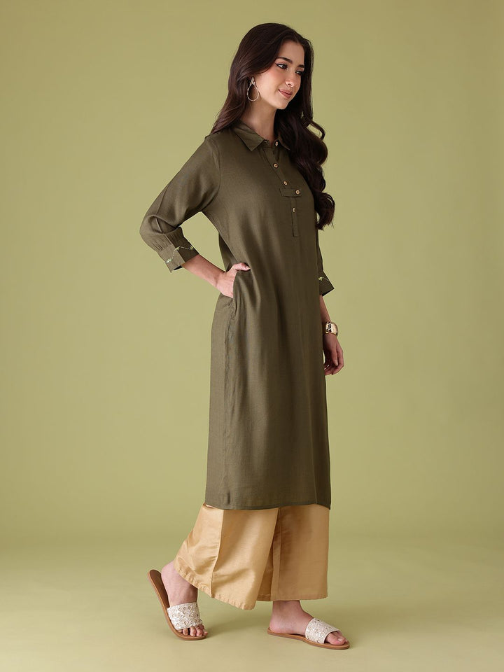 Anouk Women Shirt Collar Kurta