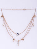 VOGUE PANASH Gold-Plated Evil Eye Stone Studded Layered Chain Necklace