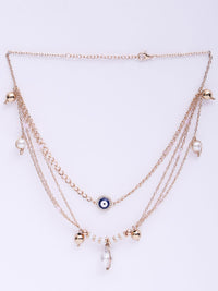 VOGUE PANASH Gold-Plated Evil Eye Stone Studded Layered Chain Necklace