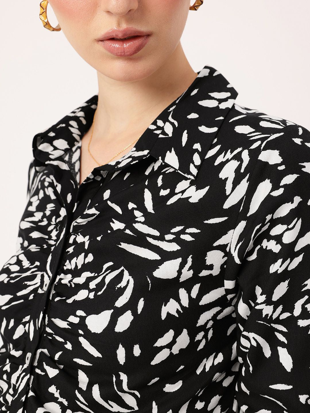 DressBerry Raw Monochromatic Abstract Printed Shirt & Skirt Co-Ords