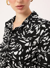 DressBerry Raw Monochromatic Abstract Printed Shirt & Skirt Co-Ords