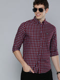 The Indian Garage Co Men Red & Blue Slim Fit Checked Casual Shirt
