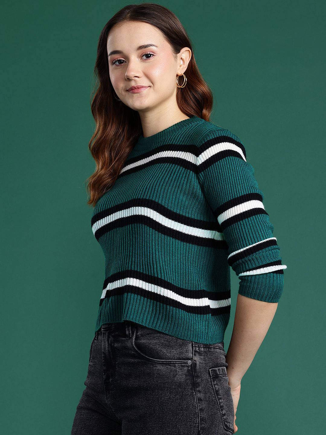 DressBerry Acrylic Striped Pullover