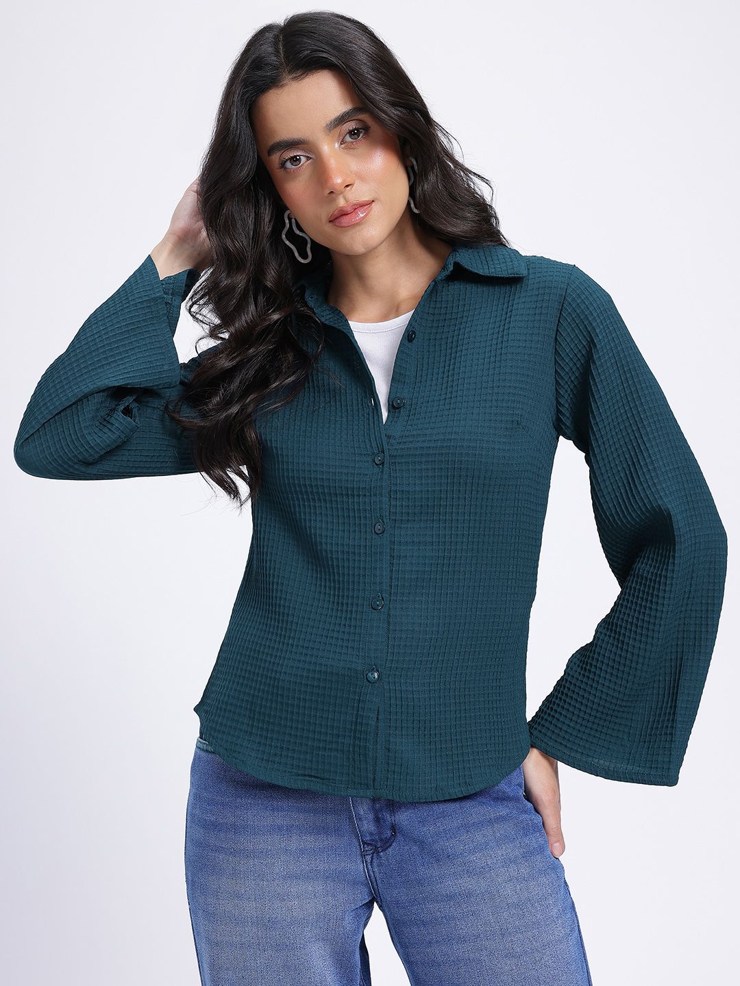 DressBerry Waffle Vibe Textured Shirt