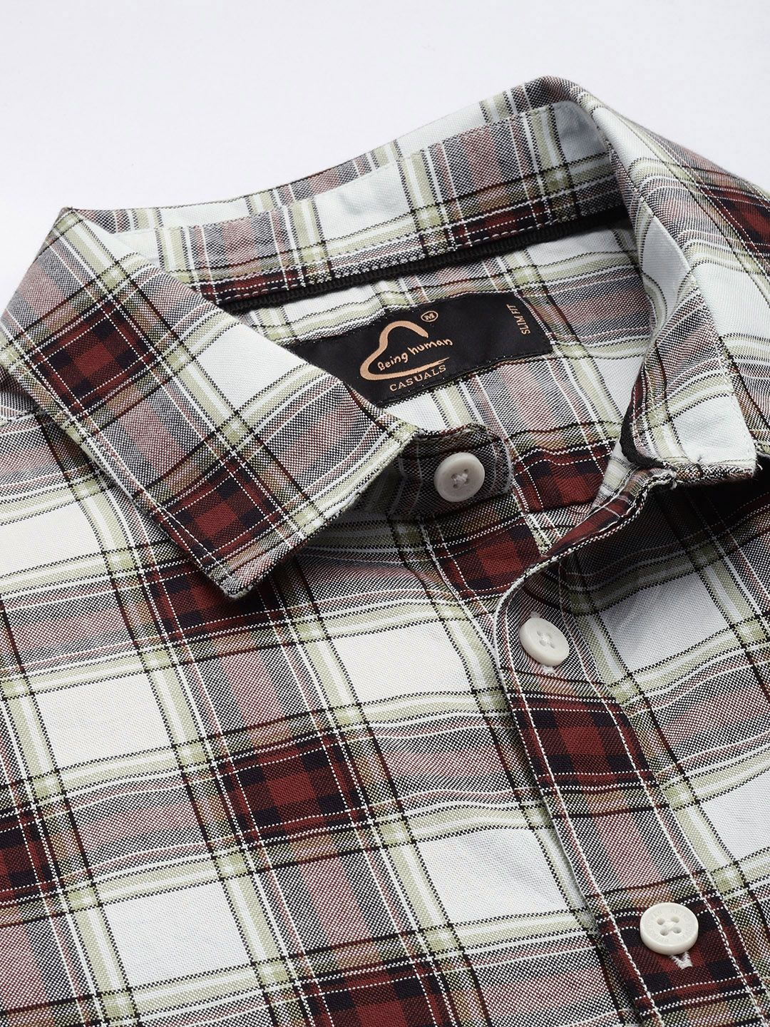 Being Human Pure Cotton Slim Fit Checked Casual Shirt