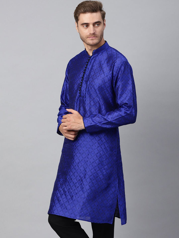 SOJANYA Kurta Lurus Bercetak Biru Lelaki