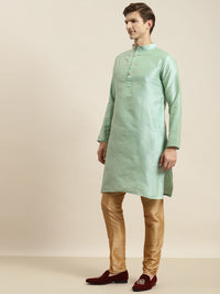SOJANYA Kurta Belang Hijau Laut Lelaki dengan Jaket Churidar & Nehru