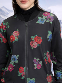 Tokyo Talkies Black Floral Printed Bomber Jacket