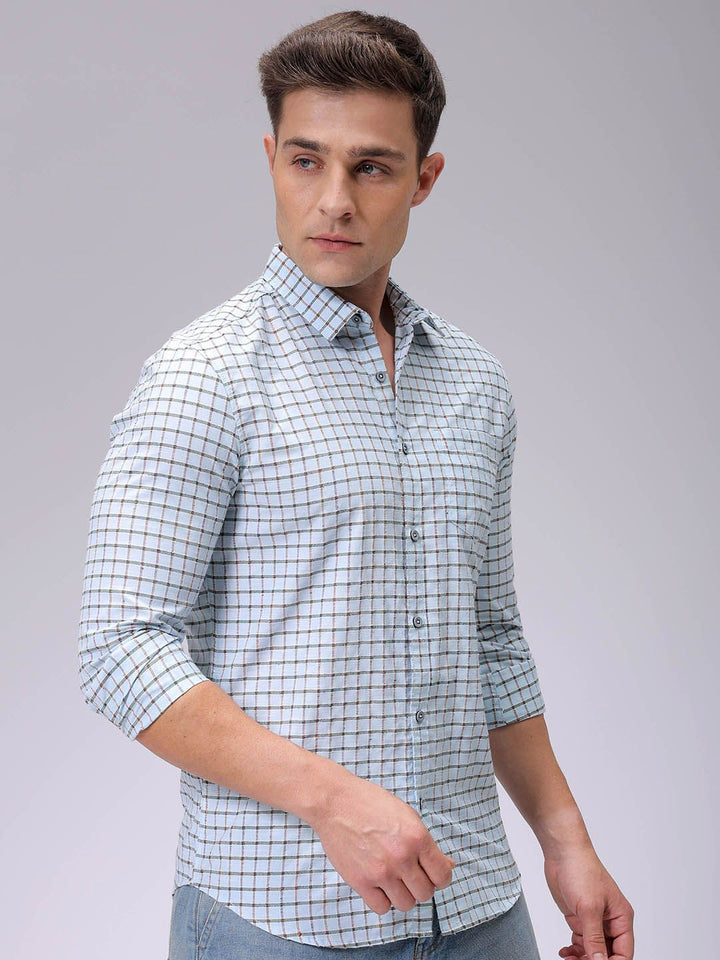 The Indian Garage Co Men Slim Fit Opaque Checked Casual Shirt