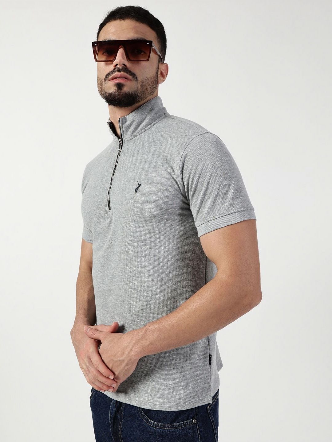 Thomas Scott Men High Neck Solid Casual T-shirt