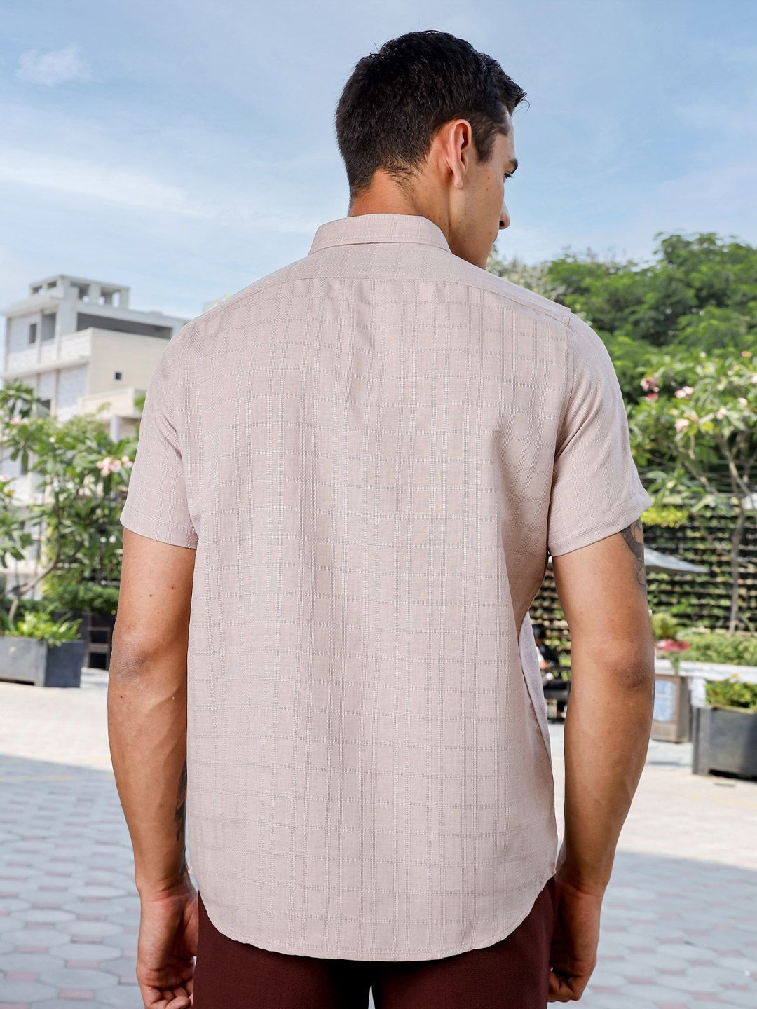 Thomas Scott Men Premium Fit Button-Down Collar Textured Casual Shirt