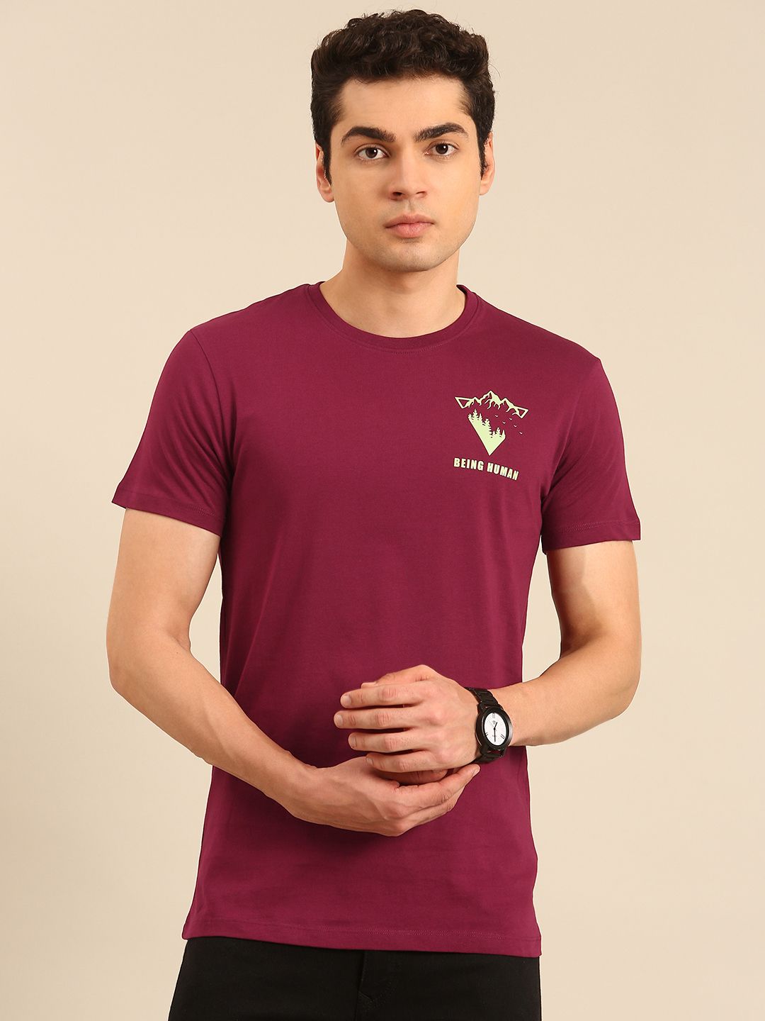 Being Human Pure Cotton T-shirt with Minimal Print