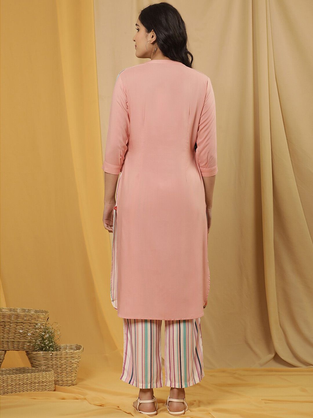 W Striped Printed Straight Kurta with Trouser