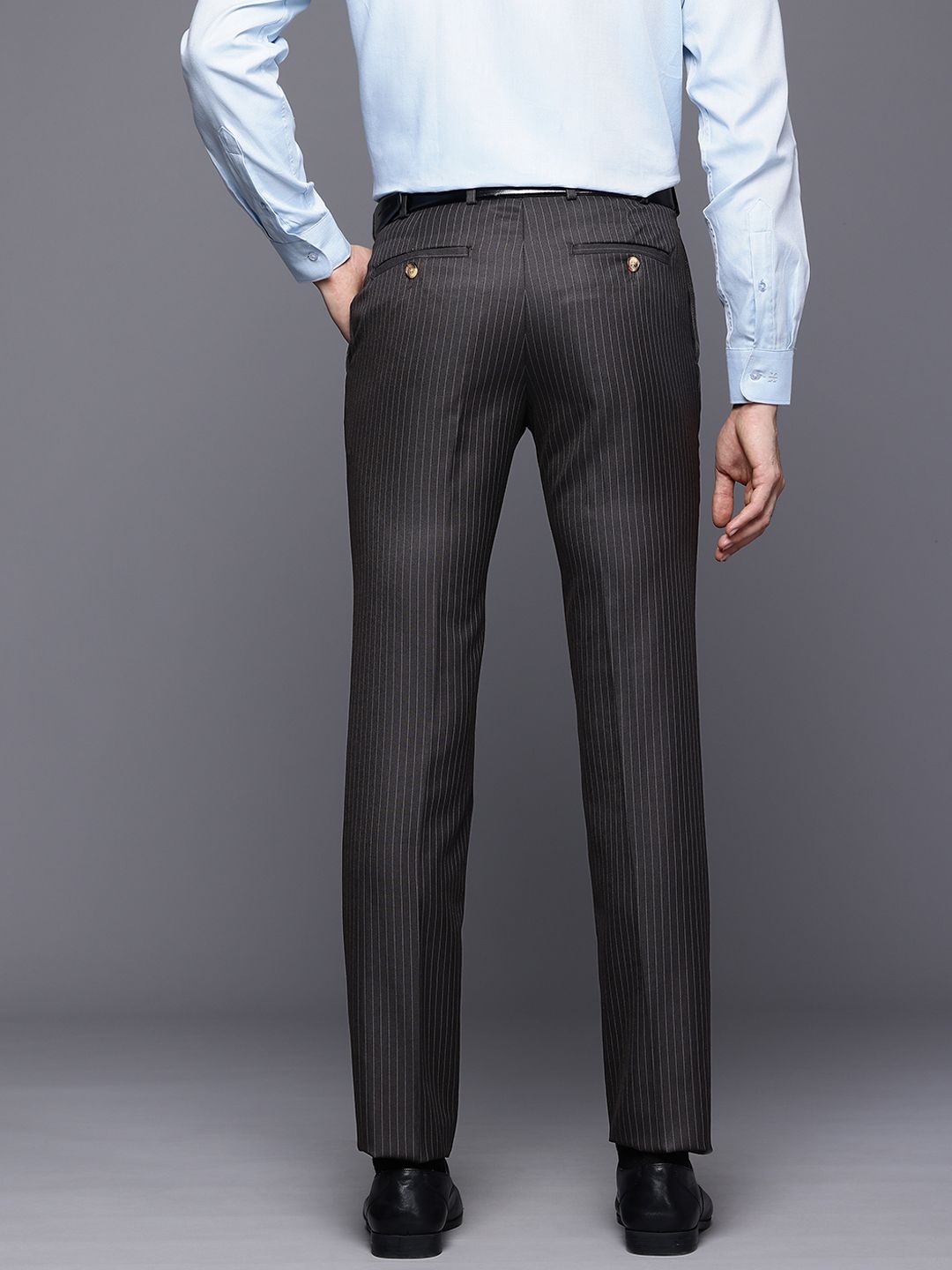 Raymond Men Striped Slim Fit Formal Trousers