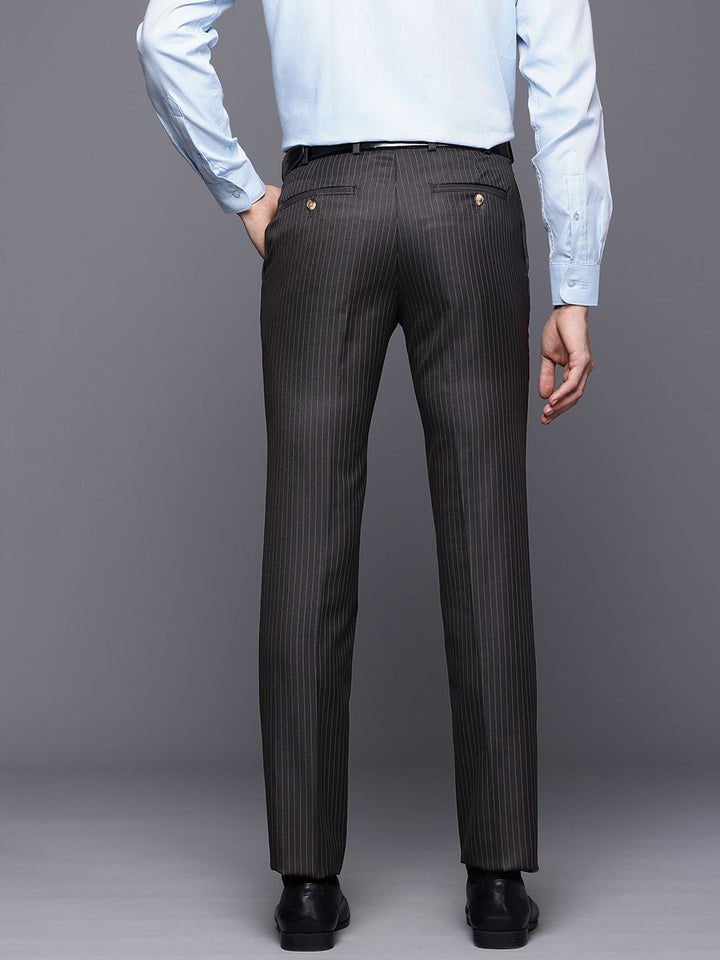 Raymond Men Striped Slim Fit Formal Trousers