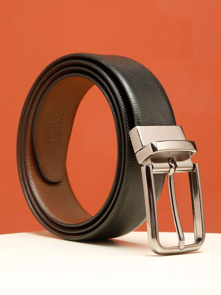 Teakwood Leathers Men Textured Leather Reversible Formal Belt