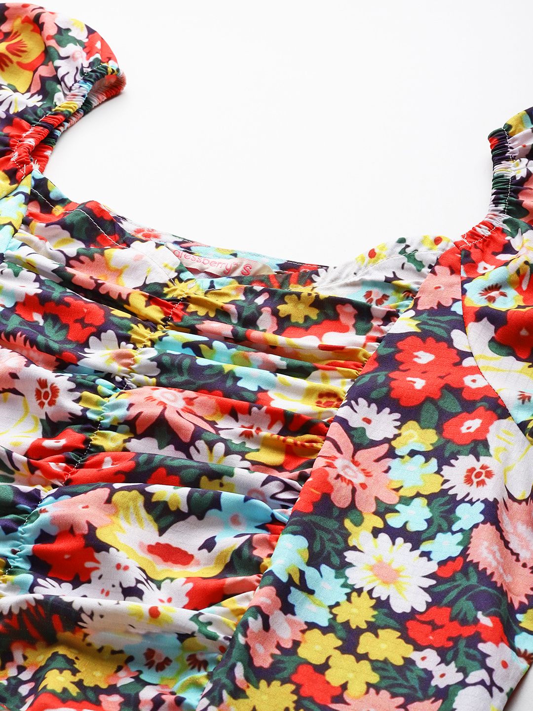 DressBerry Floral Print Sweetheart Neck Ruched Top