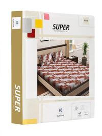 KLOTTHE Cotton 400 TC Fitted King Superfine Bedsheet with 2 Pillow Covers-106 x 106 inches
