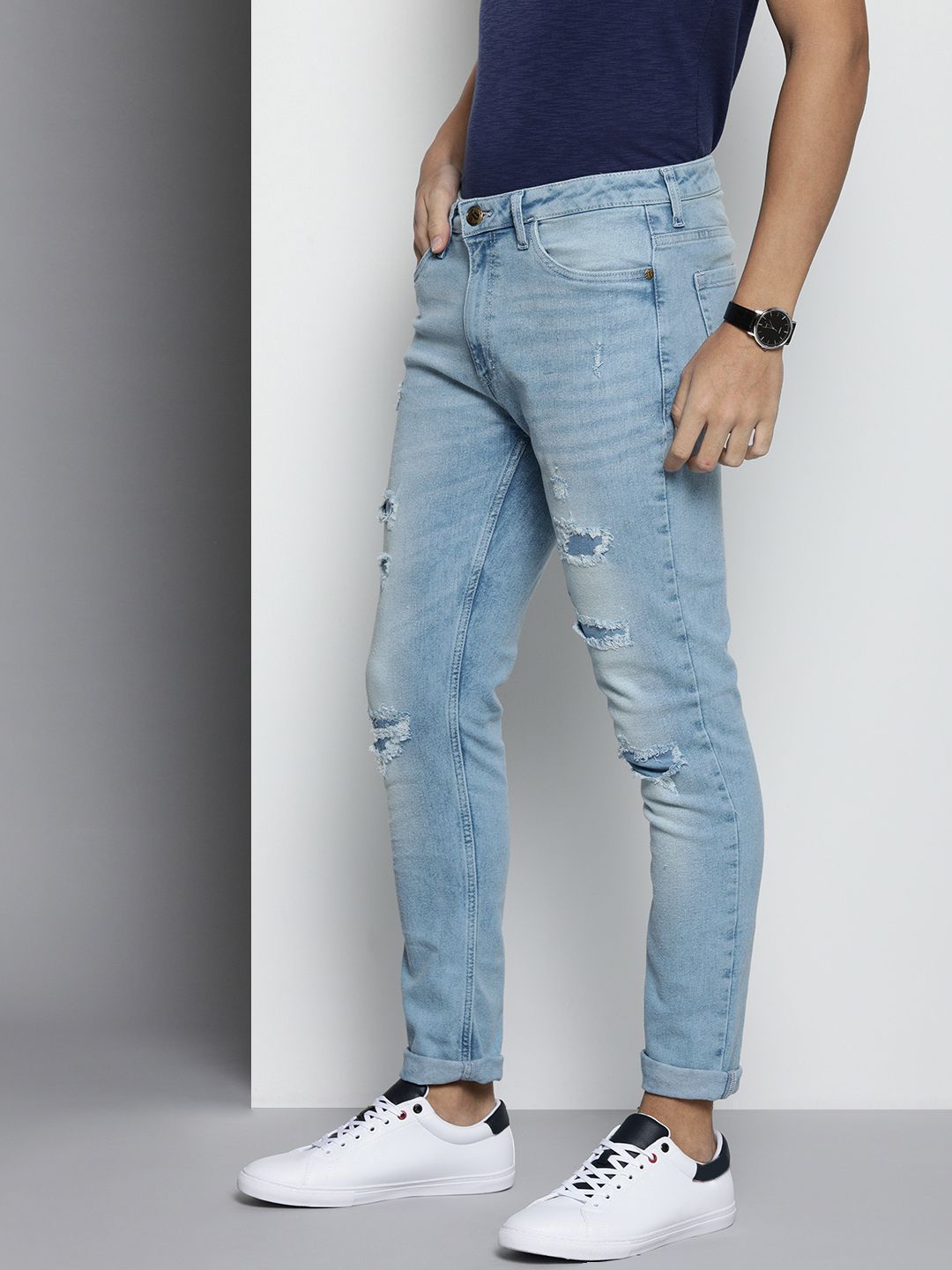 The Indian Garage Co Men Blue Slim Fit Stretchable Jeans
