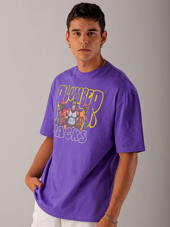 The Indian Garage Co Men Back Printed Oversized Round Neck T-shirt