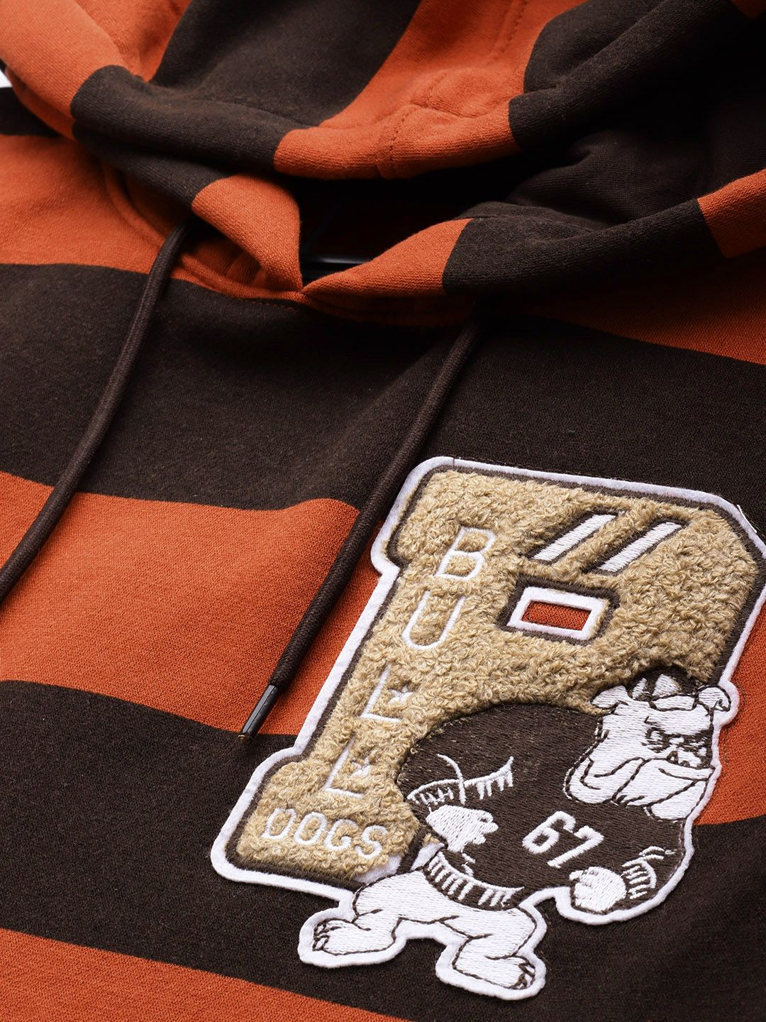 The Indian Garage Co Men Striped Hooded Sweatshirt