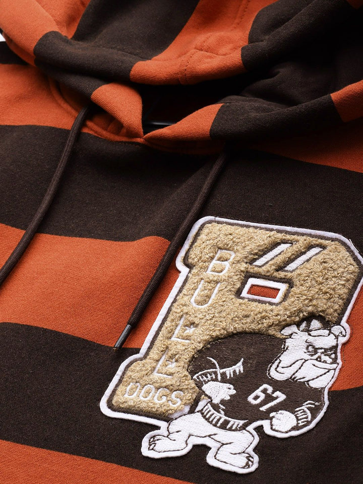 The Indian Garage Co Men Striped Hooded Sweatshirt