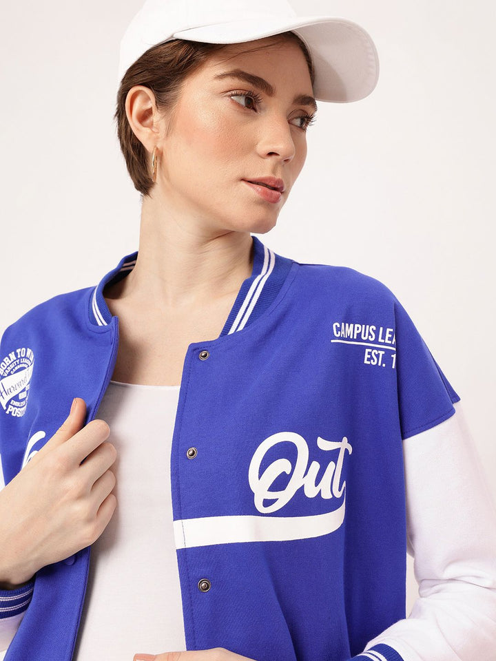 DressBerry Athletic Edge Printed Relaxed Fit Varsity Jacket